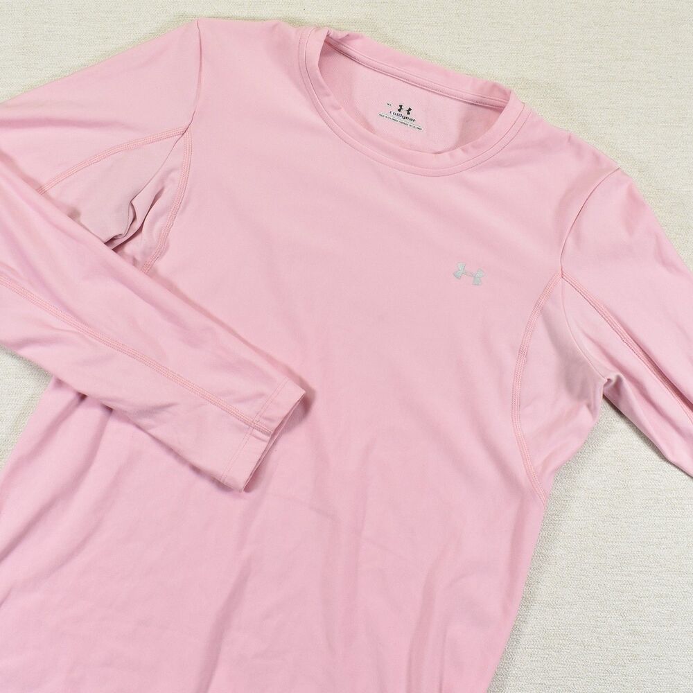 Under Armour Womens ColdGear Fitted Base Layer Shirt Light Pink Long Sleeve XL